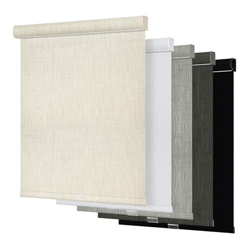 Boolegon Blackout Roller Shades for Windows,Cordless,Linen Fabric,Roller Blinds for Windows,Thermal Insulated Fabric UV Protection,Window Shades for Home,Office,Bedroom,Blackout-Beige,Custom Size