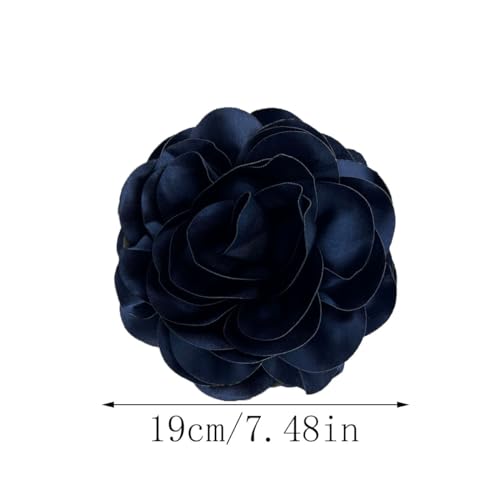 19mm extra large flower brooches lapel pins dainty satin fabric brooches big camellia flower brooch pin for women wedding part dance clothes accessories jewelry black