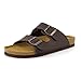 CUSHIONAIRE Lane Cork Footbed Mens Sandals, Adjustable Buckle Comfort Slides for Men, Genuine Leather Insole Summer Sandals Men Footwear, BROWN 8