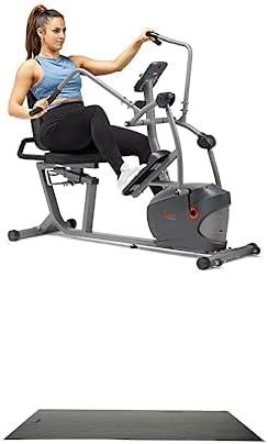 Sunny Health & Fitness Performance Recumbent Cross Trainer & Elliptical Bike with Dual Motion Arm Exercisers, Easy Access Seat SF-RBE420035 + Home Gym Foam Floor Protector Mat