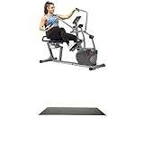 Sunny Health & Fitness Performance Recumbent Cross Trainer & Elliptical Bike with Dual Motion Arm Exercisers, Easy Access Seat SF-RBE420035 + Home Gym Foam Floor Protector Mat