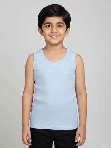 Image of KiddoPanti Boys 100% Cotton Vest Pack of 3 | Cotton 1x1 Rib Knit Sleeveless Innerwear | Soft & Breathable Kids Vest