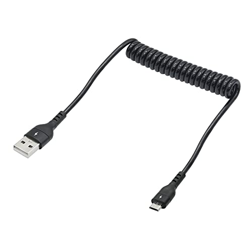 Cable de extensión micro USB de 1 a 2 FT en espiral USB A macho a micro USB de carga y transferencia de datos para smartphone, tablet y otros dispositivos con puerto micro USB