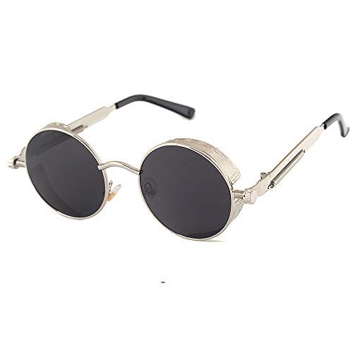 levliong Steampunk Sunglasses Men Women Hippie Round Circle Glasses Unisex Gothic Vintage Sun Glasses UV400 Eyewear Shades