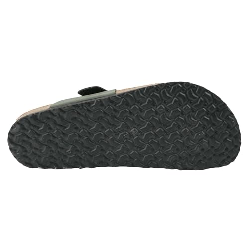 Image of 100% Genuine Leather Men's Sandals - Comfortable Cushioned Smart Foam Footbed, Slip-On Slides for Casual Summer Wear, Adjustable Fit, Durable Non-Slip Sole