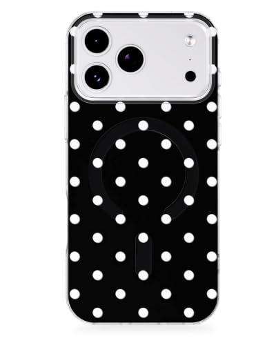 Feams for iPhone 18 Pro Max/17 Pro Max Case [Compatible with Magsafe] Slim Shockproof Protective TPU Phone Cover for iPhone 18 Pro Max/17 Pro Max 6.9" Women Girls, Black White Polka Dot