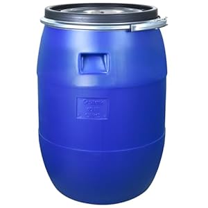 FIXKRAFT Futtertonne mit Deckel 60L Fass mit Spannring Weithalsfass Lebensmittelecht 34cm Öffnung Gärbehälter Universaltonne Gartenfass Deckelfass (Blau)