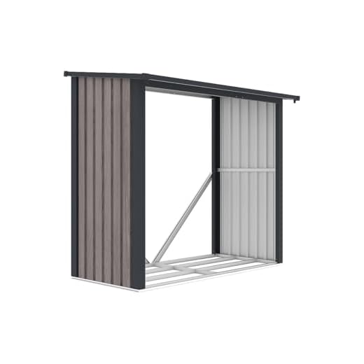 Vente-unique-Abri bûches métal en acier galvanisé effet bois 1,98 m3-2 stères - L182 x P89 x H156cm - BIRWOOD