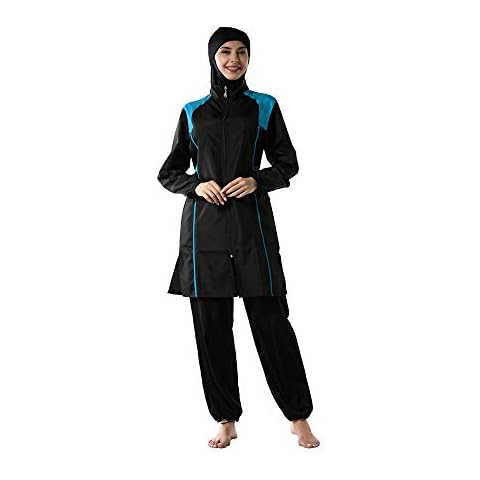 CaptainSwim Muslim Swimwear for Women Modest Muslim Swimsuits for Women Girls Full Cover Islamic Hijab Sportswear Suit (Sky Blue, 2XL) Cover