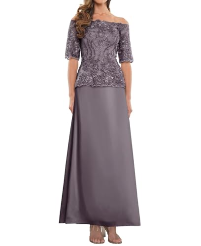 Off The Shoulder Mother of The Bride Dresses for Wedding Lace Long Chiffon Formal Evening Gown4