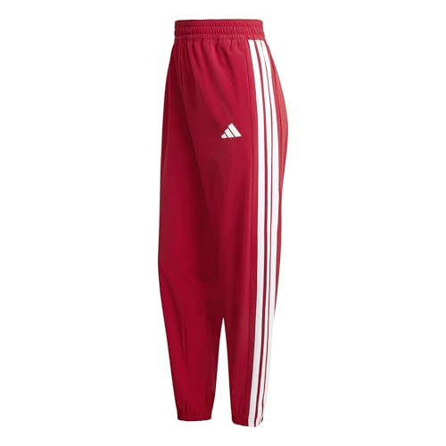 adidas Damen Train Essentials 3-Stripes Woven Pants, Active Maroon/White, M