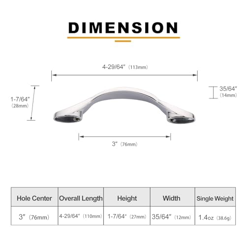 Image of Asidrama 30 Pack 3 Inch(76mm) Polished Chrome Kitchen Cabinet Handles, Cabinet Pulls Kitchen Cabinet Hardware for Cupboard Drawer Pulls