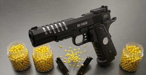 Image of Atharav Plastic Bullets for Kids Pistol, Metal Slide, Semi-Automatic, BB Gun with Pellets, Tactical Training, Plastic Bullets for Kids