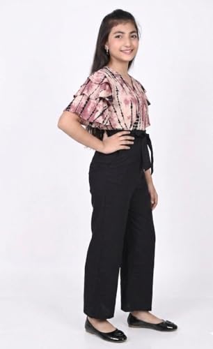 Image of Girls Flared Sleeves Printed Jumpsuit-66