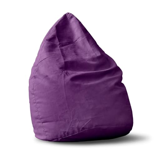 Lumaland Luxury ogromny worek do siedzenia XXL z tkaniny mikrowelurowej, worek do siedzenia w pomieszczeniach w różnych rozmiarach i kolorach XL | Ø 40-45 cm Xl - Lila