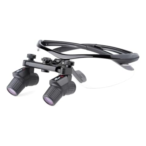 Rasamer Dental Ergonomic Binocular Loupes 4X-450mm Magnifying Glasses Ergo Loupe, Black Cover