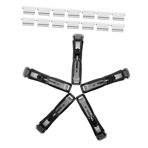 SEWACC 5pcs Portable Handheld Paper Holder with Nonslip Memo Clamps and Refills Quick Binding Mini Push Stapler for Document Organization Office and School Settings