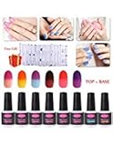 Gel Nail Polish 6pcs Soak Off Color Changing Nail Polish Kit with Top Coat and Base Coat Manicure Set Nail Remover Warp by CLAVUZ