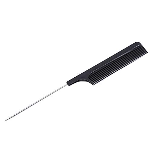 LJSLYJ Black Fine-tooth Comb Metal Pin Anti-static Hair Style Rat Tail Comb Massage Hair Styling Beauty Tools