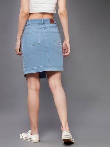 Image of Dolce Crudo Women's Flared High-Rise Stretchable Denim Maxi Skirt