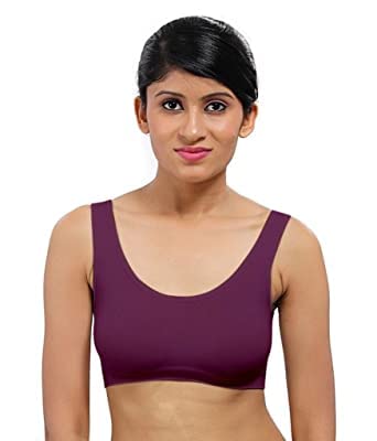 ok interprices Girls/Women's Cotton Stretchable Non-Padded and Wire Free Air Sports Bra (Free Size) Dark Maroon-picture-19