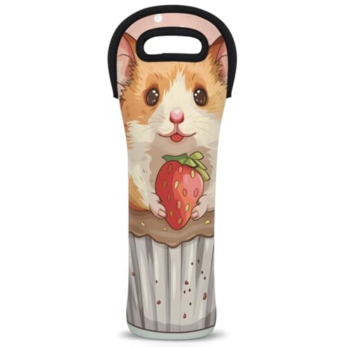 Neoprene Wine Tote Carrier Bag for Wine,Water, Champagne, Beer, Baby Bottles 15.6 x 5.1 Inches, Protective Wine Bag,Animal Hamster