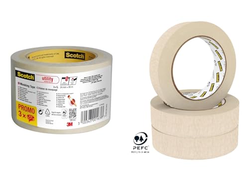 Miniatura 3 de Scotchblue Utility Cinta De Enmascarar, 24 Mm X 50m, 3 Rollos Paquete, 70 Pefc Sgsch-Pefc-Coc-110078