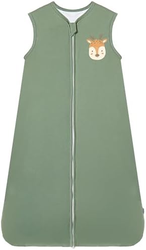 Chilsuessy Schlafsack Baby 2.5 Tog Winterschlafsack Babyschlafsack aus Baumwolle Kinder Winter Schlafsack ohne Ärmel für Jungen und Mädchen, A Grün, 110cm/Baby Höhe 100-120cm