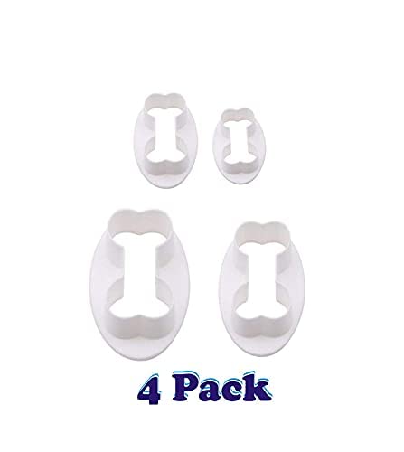 Ochtend ® Plastic Dog Bone Cookie Cutter Embosser Cake Decorating Baking Mold Tools (Pack of 4, White) 2