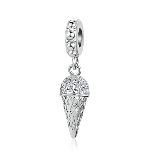 Pavé Ice Cream Cone Dangle Charm Sweets Candy Drink Clear CZ for Pandora Bracelet