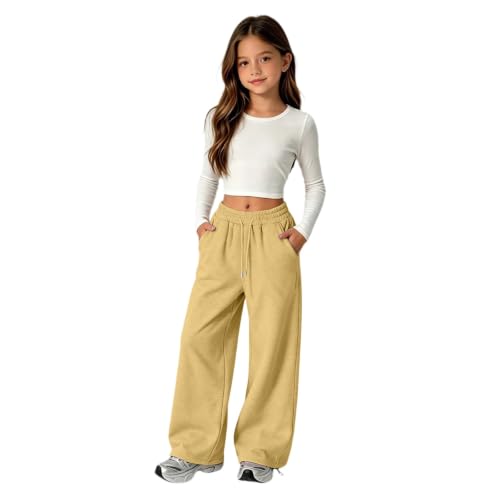 SEHIOZNI Teen Girls Clothes Girls Baggy Sweatpants (Yellow,13-14 Years)