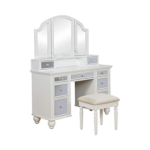 24/7 Shop at Home Kosalie Contemporary 9-Drawer Vanity Set, White