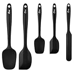 Hotec Food Grade Silicone Spatulas Spoons Set Kitchen Utensils for Baking, Cooking, and Mixing High Heat Resistant Rubber Spatula, Non Stick Dishwasher Safe BPA-Free Black