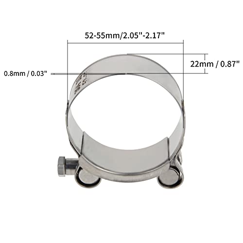 Juvielich T-Bolt Hose Clamp,Clamp Range 52-55mm,for Fuel Pump Filter Hose Plumbing Silver 1pcs