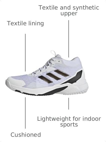 adidas Men's Crazyflight 6 Mid Top, White/Black/White, 8.5 - image 3
