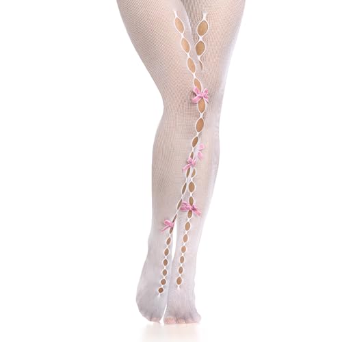 Image of Benefeet Sox Fishnet Stockings or Women High Waist White Fishnet Tights Party Pantyhose Cosplay Costume Tights