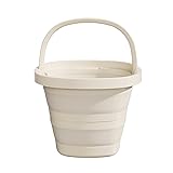 折りたたみバケツ 水バケツ 5L 10L 厚手多機能便利 足湯 四角おしゃれ キャンプ 洗濯 洗車 足湯 釣り (クリーム, 5L)
