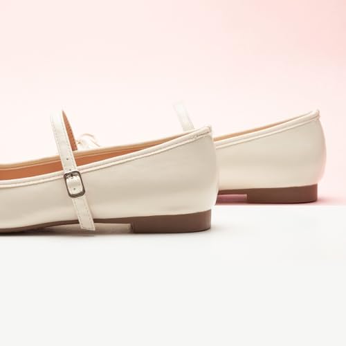 Image of C.Paravano Women's Mary Jane Flats | Square Toe Ballet Flats | Daily Wear Work Shoes | Dress Shoes with Adjustable Straps