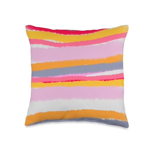 Artsy/Artistic/Artist Painted Multicolored Stripes Patterned Throw Pillow
