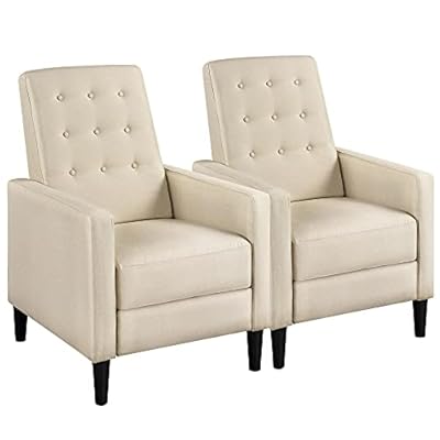 Yaheetech Recliner Chair Mid-Century Modern Recliner Adjustable Single Recliner Sofa with Thicker Seat Cushion Tufted Upholstered Sofa with Pocket Spring for Living Room Bedroom Set of 2 by Yaheetech