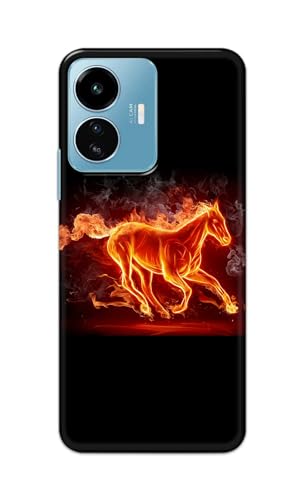 Image of PRINTFIDAA Plastic Printed Hard Back Cover Case For Vivo Iqoo Z6 Lite 5G | Vivo Y77 5G Back Cover (Fiery Horse) -112, Multicolor