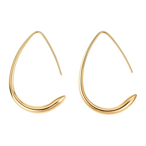Teardrop Earrings for Women 18K Gold Plated Dangle Hoop Earrings
