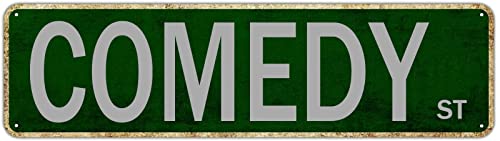 GQWJKSZ Metal Sign Comedy St Vintage Signs Retro Tin Signs Art Plaque for Bedroom Kitchen Garden Wall Pub Club Coffee Hanging Sign Decor 4x16 Inches