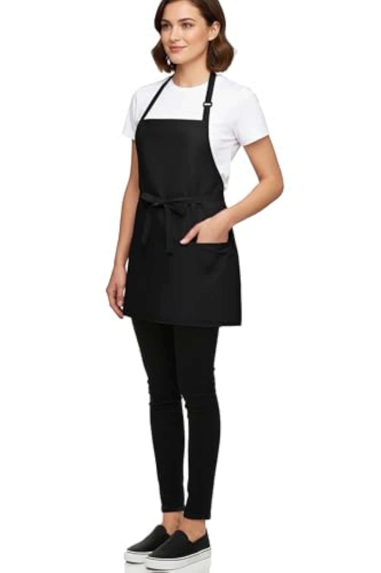 4 Pack Waitress Aprons with 3 Pockets, Black
