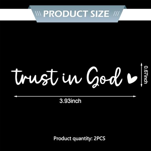 Image of 2PCS Trust in God Rearview Mirror Decals, Auto Stickers and Decal, Waterproof Window Sticker, Car Rearview Mirror Decorative Stickers, Universal for Vehicle, Truck, Laptop (White)