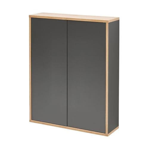 BadeDu Minho Hängeschrank – 60 cm in Anthrazit/AST-Eiche Optik, Moderner skandinavischer Stil, 2 Türen mit 2 Glaseinlegeböden, Made in Germany