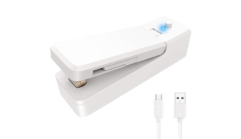 Image of Portable Mini Sealing Machine 2 in 1 USB Rechargeable Magnetic Bag Sealer Heat Seal with Cutter, Plastic Bags Packing Machine Home Appliances (USB Sealer)