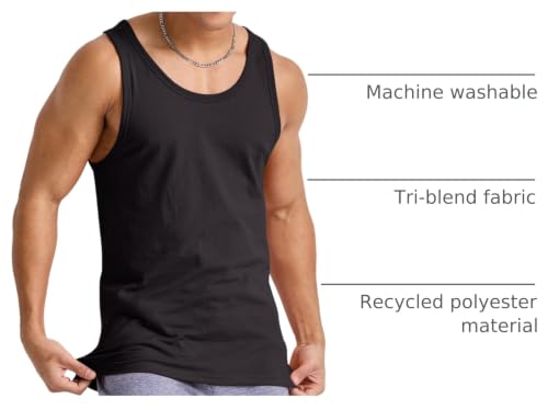 Image of Hanes Mens Originals Tri-Blend Tank Top, Lightweight Tanks for Men, Sleeveless Tank Shirt