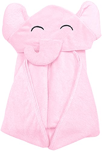 Image of YOYOO Premium Baby Bath Towel – Viscose Derived from Bamboo, Baby Hooded Towels - Newborn Essential Cute Pink Little Elephant -Perfect Baby Registry Gifts for Boy Girl