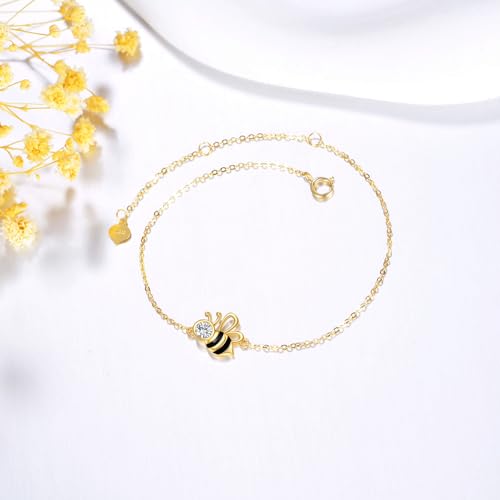 Image of DOVRAN 9K /10K /14K Gold Butterfly /Dragonfly /Hummingbird Bracelet for Women Real Yellow Gold Animal Bracelet Jewelry Birthday Gifts for Mom Wife